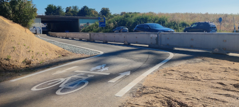 Provisorischer Radweg zwischen Eschborn und Sossenheim